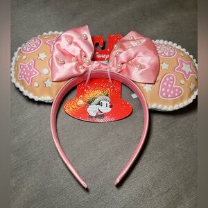 Disney Pink Gingerbread Ears Christmas Holiday Minnie Mouse Mickey Ears Headband